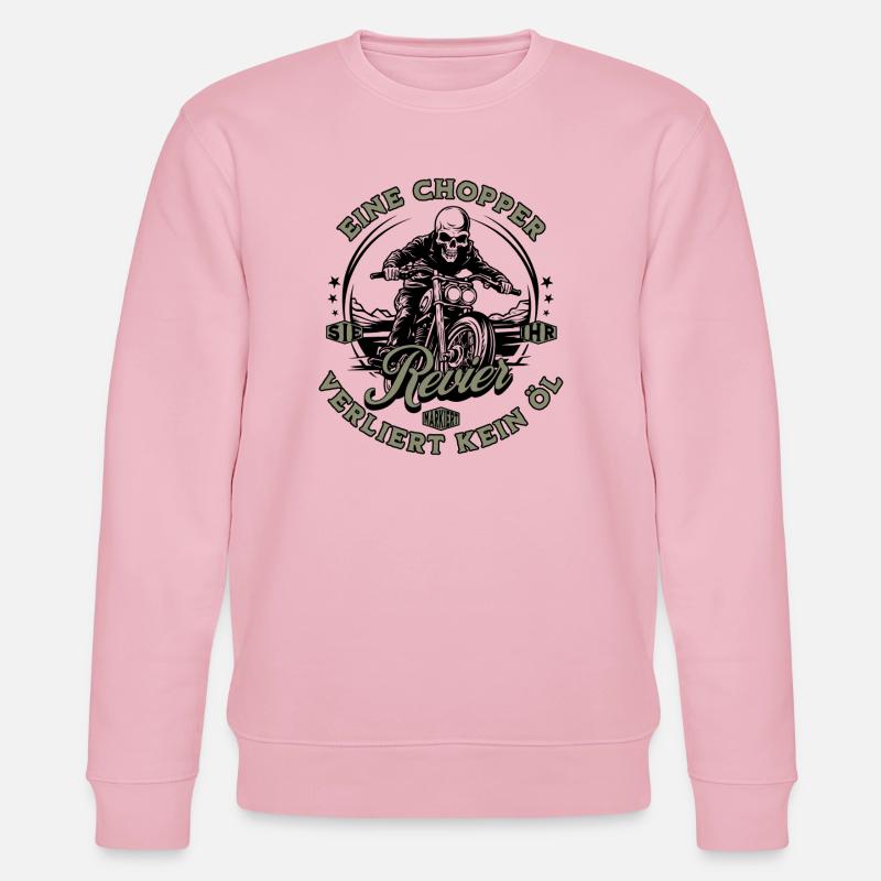Moto motard chopper squelette - Sweat bio CHANGER Stanley/Stella Unisexe - rose pâle