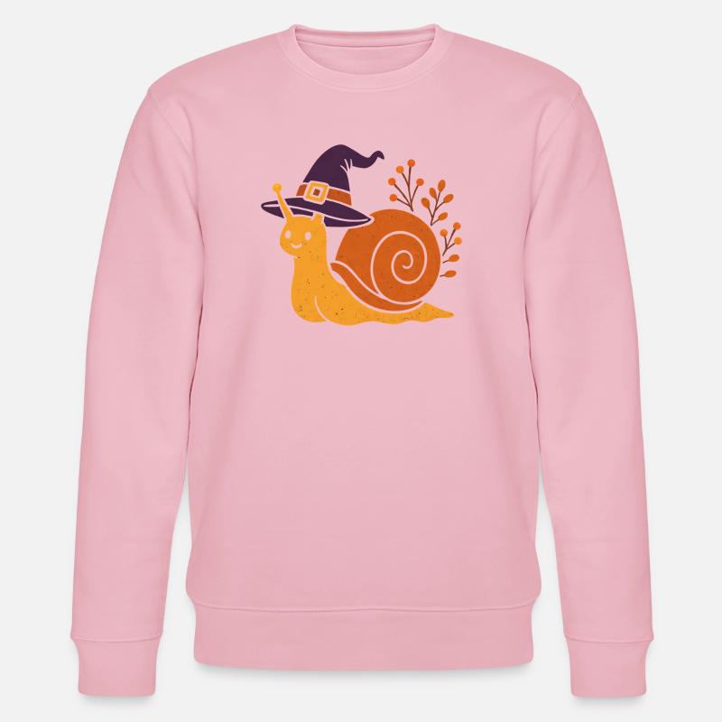 Cute Snail with Witch Hat - Stanley/Stella CHANGER Unisex Organic Sweatshirt - cotton pink