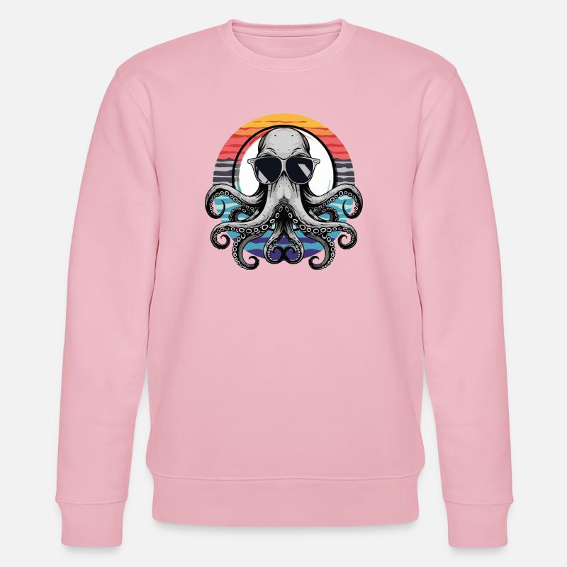 Pieuvre avec lunettes de soleil - Sweat bio CHANGER Stanley/Stella Unisexe - rose pâle