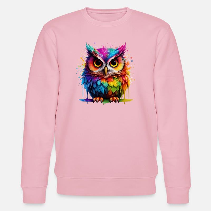 Bunte Eulenkunst Digitaldruck - Stanley/Stella Unisex Bio-Sweatshirt CHANGER  - Hellrosa