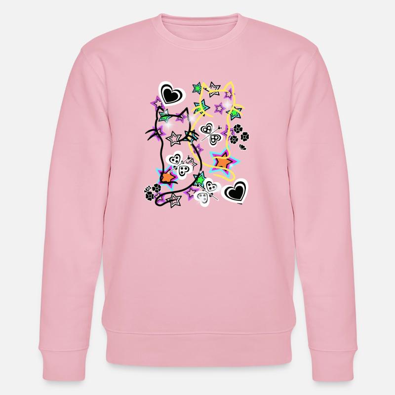 Retro Katzen Kinder - Stanley/Stella Unisex Bio-Sweatshirt CHANGER  - Hellrosa