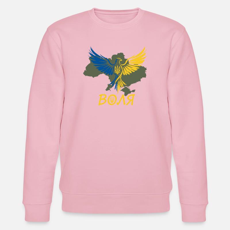 Volya Eagle on Ukraine Map - Stanley/Stella CHANGER Unisex Organic Sweatshirt - cotton pink