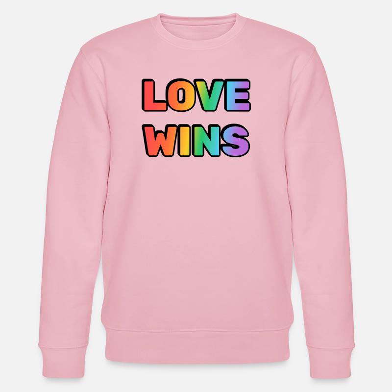 Love Wins Rainbow Gradient Text LGBT - Stanley/Stella Unisex Bio-Sweatshirt CHANGER  - Hellrosa