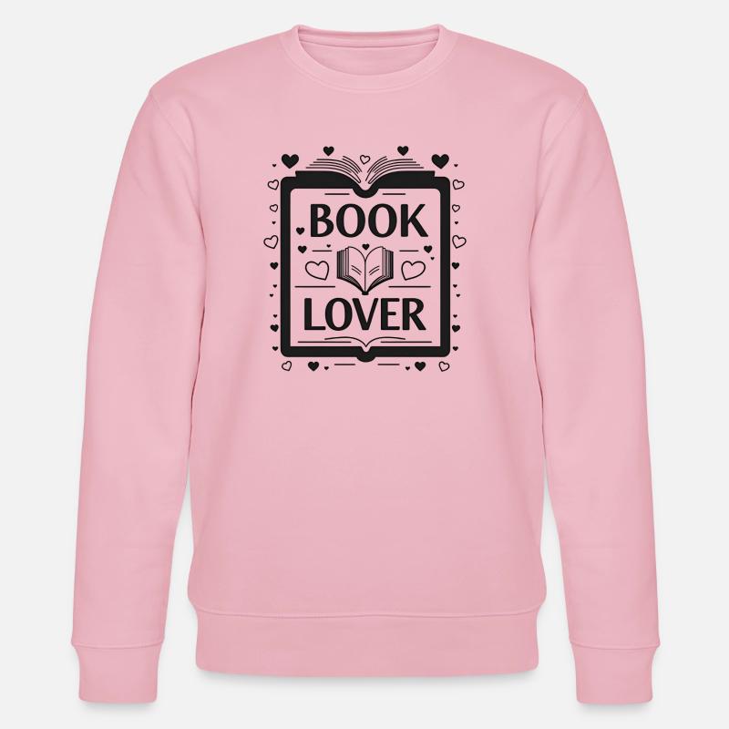 Fine Line Buch – Book Lover Design - Stanley/Stella Unisex Bio-Sweatshirt CHANGER  - Hellrosa