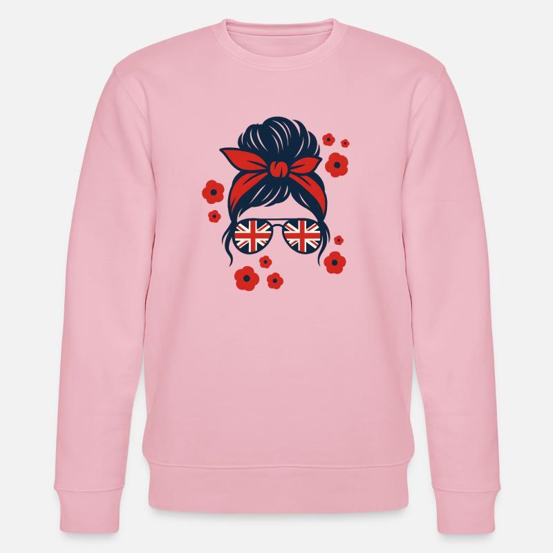 Brit Pop Sonnenbrille mit Blumenmuster - Stanley/Stella Unisex Bio-Sweatshirt CHANGER  - Hellrosa