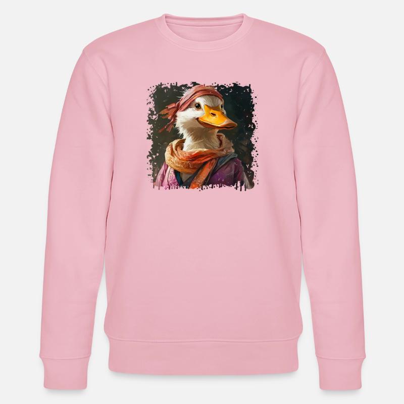 Anthropomorphe Ente mit buntem Schal - Stanley/Stella Unisex Bio-Sweatshirt CHANGER  - Hellrosa