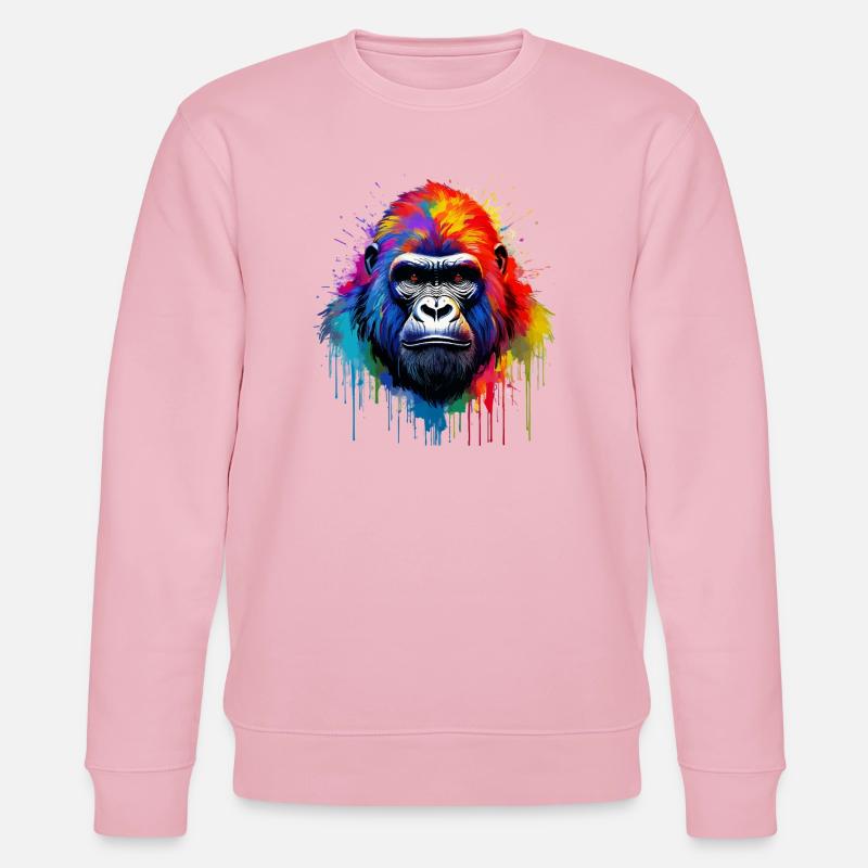 Regenbogen-Gorilla Kunst-Splash - Stanley/Stella Unisex Bio-Sweatshirt CHANGER  - Hellrosa