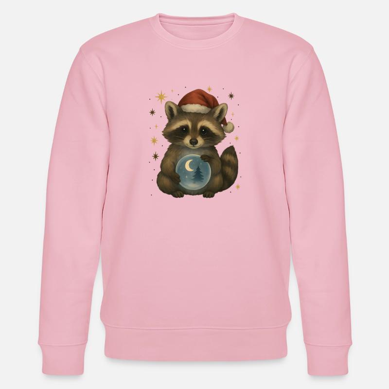 Weihnachts Waschbär mit Schneekugel - Stanley/Stella Unisex Bio-Sweatshirt CHANGER  - Hellrosa