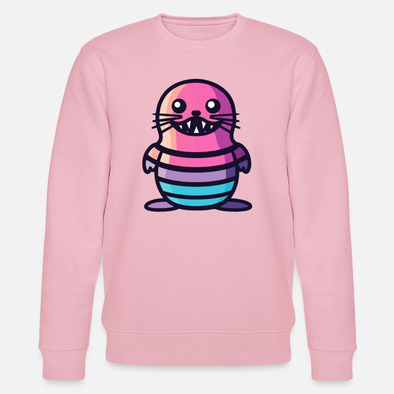 Robbe Tier Halloween Comic Lustig - Stanley/Stella Unisex Bio-Sweatshirt CHANGER  - Hellrosa