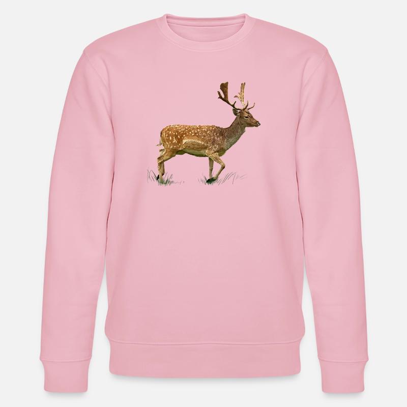 Hirsch im Gras Wald - Stanley/Stella Unisex Bio-Sweatshirt CHANGER  - Hellrosa
