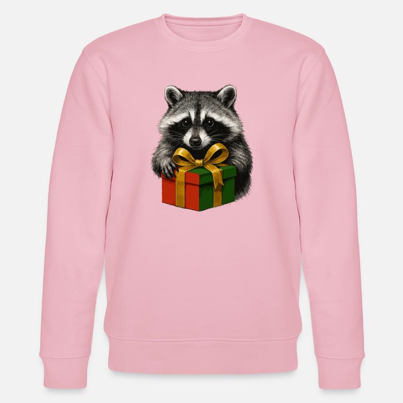 Edler Weihnachts Waschbär mit Geschenk - Stanley/Stella Unisex Bio-Sweatshirt CHANGER  - Hellrosa