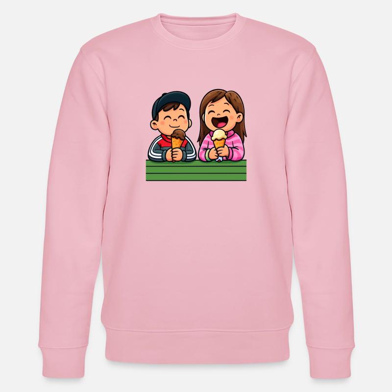 Fröhliche Eiscreme Freunde - Stanley/Stella Unisex Bio-Sweatshirt CHANGER  - Hellrosa