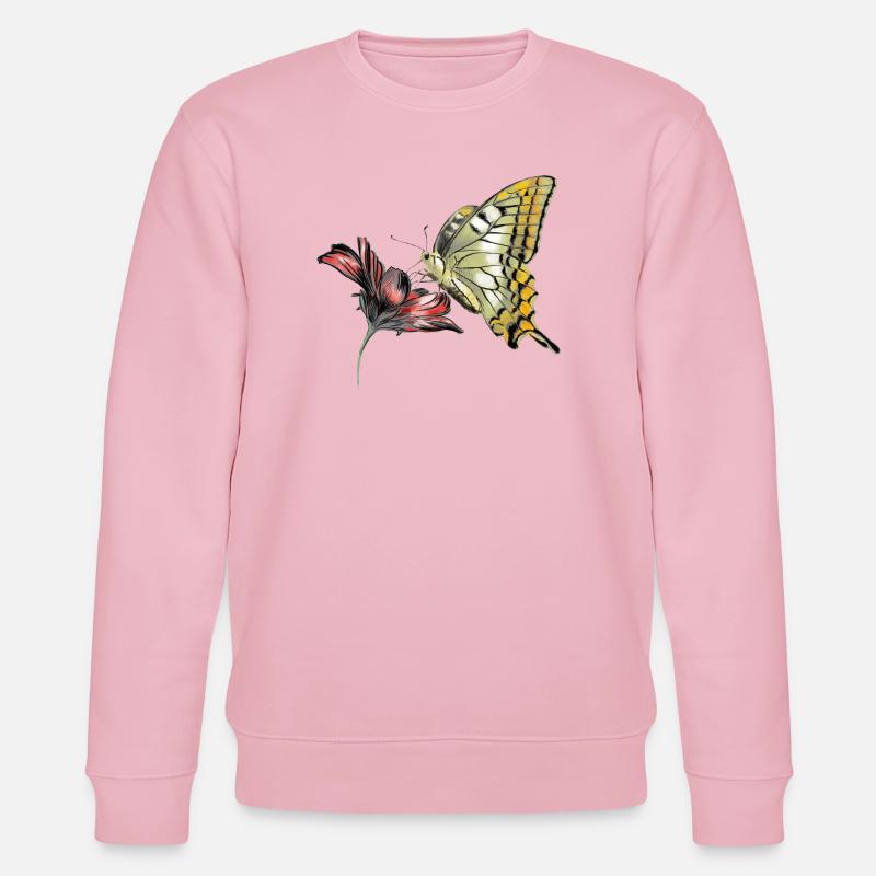 Schmetterling an Blüte - Stanley/Stella Unisex Bio-Sweatshirt CHANGER  - Hellrosa