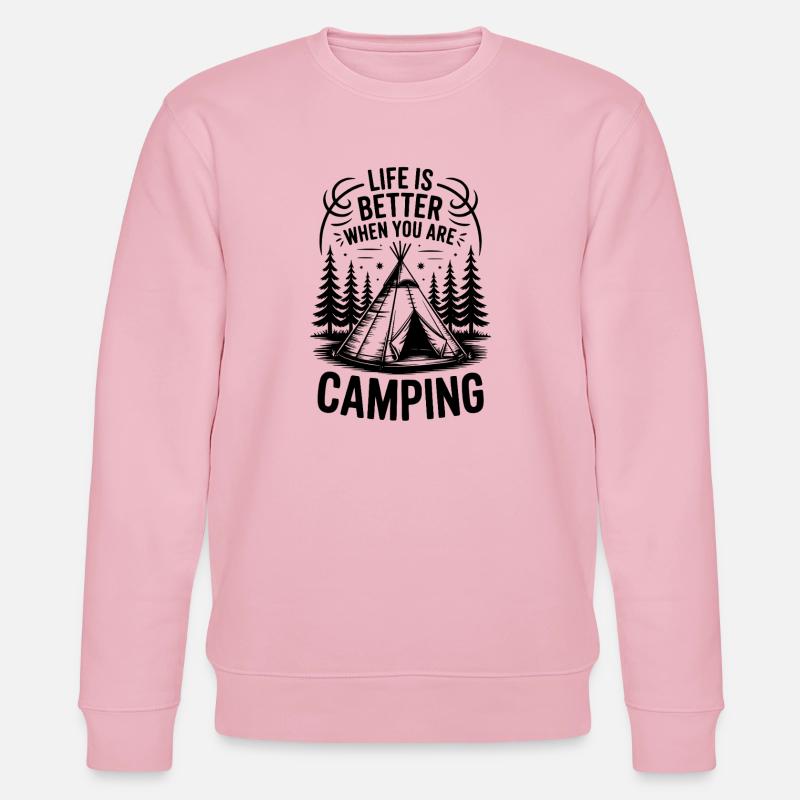 Better Camping Quote Camper Tent Design - Stanley/Stella Unisex Bio-Sweatshirt CHANGER  - Hellrosa