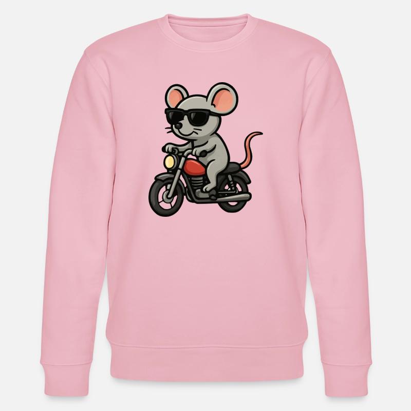 Motorrad-Maus mit Sonnenbrille - Stanley/Stella Unisex Bio-Sweatshirt CHANGER - Hellrosa