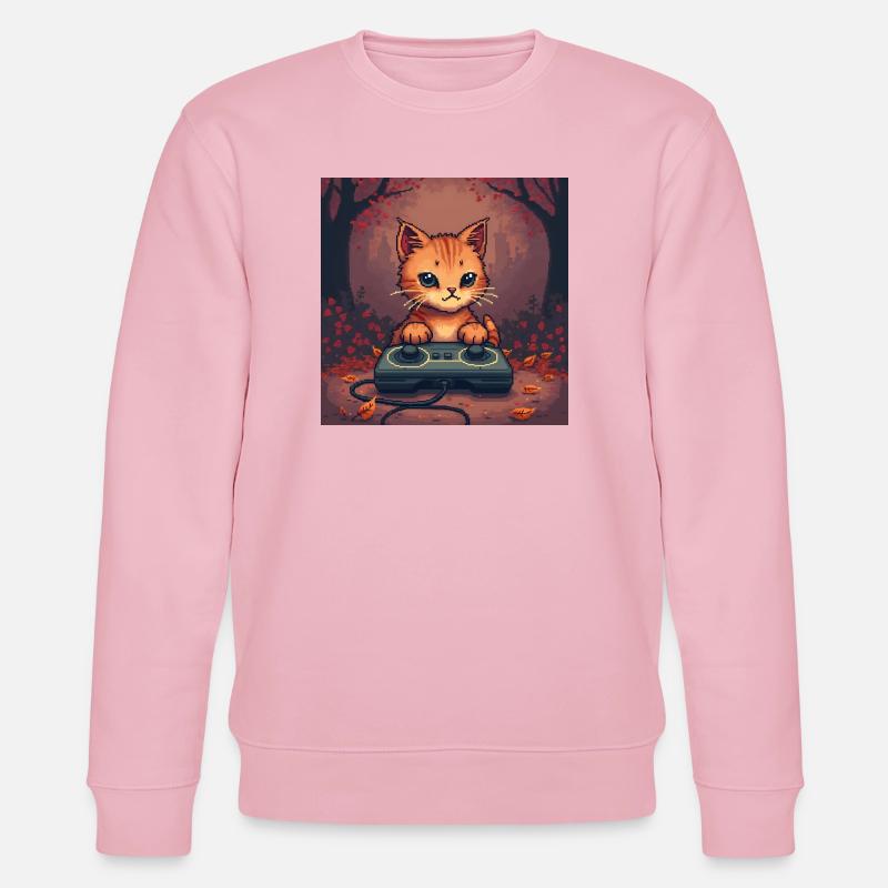 Cozy Pixel Cat Controller - Stanley/Stella CHANGER Unisex Organic Sweatshirt - cotton pink