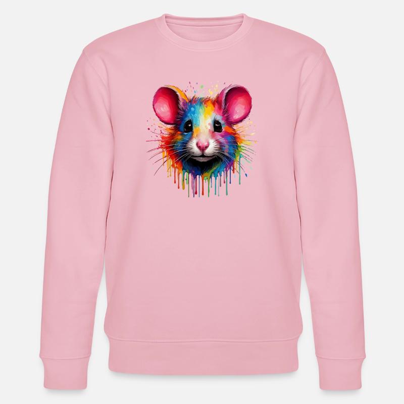 Rainbow Mouse Head - Stanley/Stella CHANGER Unisex Organic Sweatshirt - cotton pink