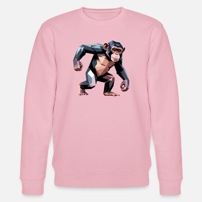 Monkey - Cooles Low-Poly-Logo - Stanley/Stella Unisex Bio-Sweatshirt CHANGER  - Hellrosa