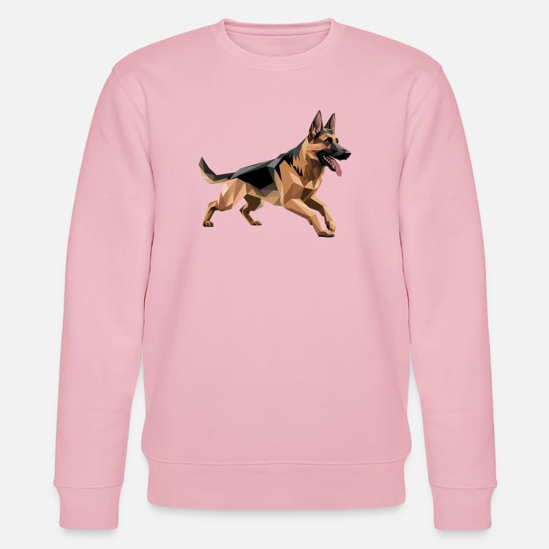 German Shepherd - Cool Low Poly Logo - Stanley/Stella CHANGER Unisex Organic Sweatshirt - cotton pink