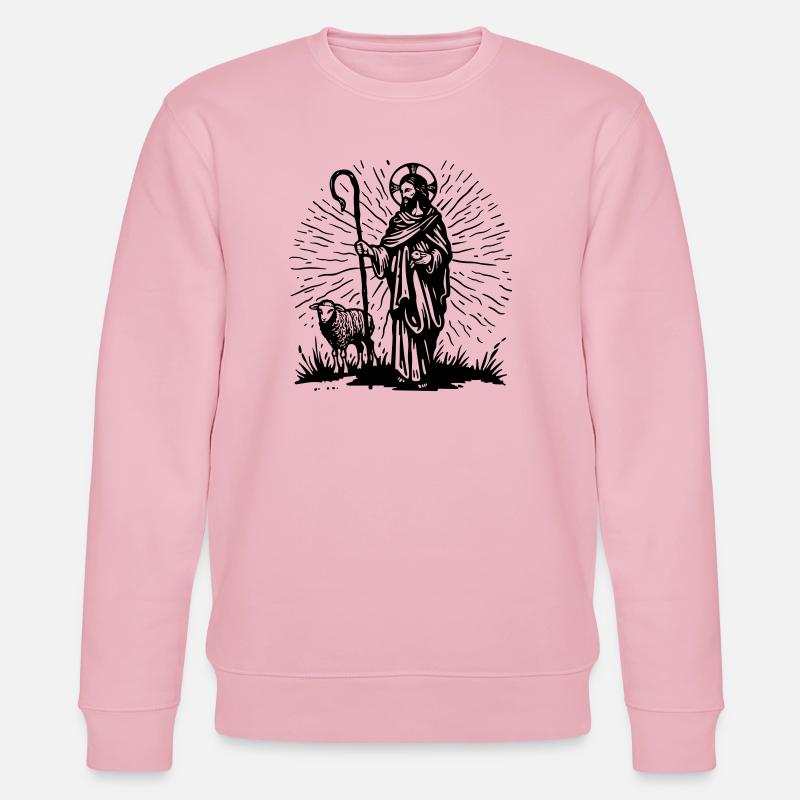 Illustration du Bon Pasteur - Sweat bio CHANGER Stanley/Stella Unisexe - rose pâle