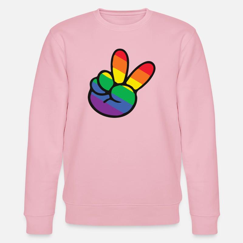 Regenbogen Peace Zeichen Hand - Stanley/Stella Unisex Bio-Sweatshirt CHANGER  - Hellrosa