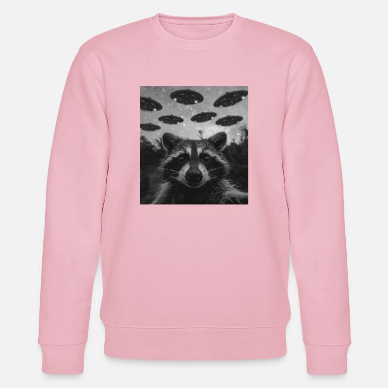 Waschbär Selfie mit Alien UFO - Stanley/Stella Unisex Bio-Sweatshirt CHANGER  - Hellrosa