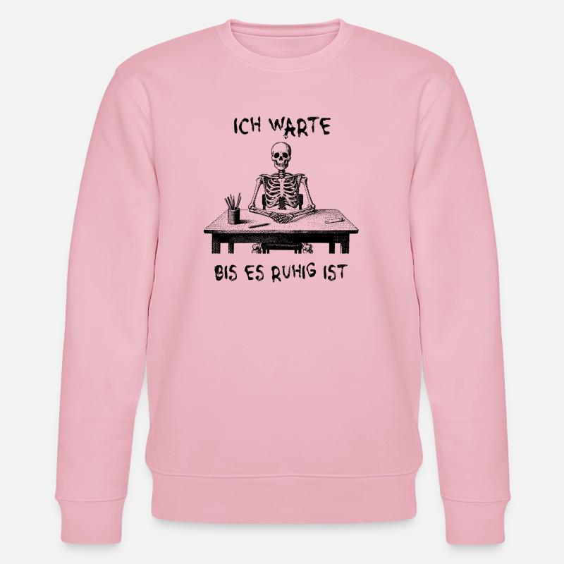 J’attendrai que ce soit calme - squelette - Sweat bio CHANGER Stanley/Stella Unisexe - rose pâle