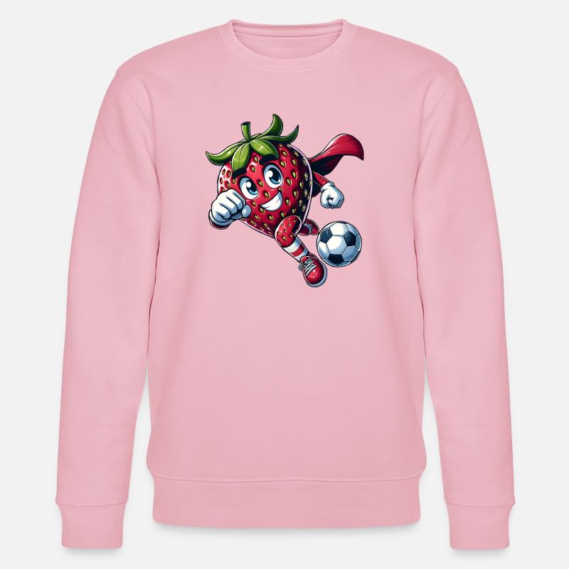 Football Strawberry Superhero Kicker Comic - Stanley/Stella CHANGER Unisex Organic Sweatshirt - cotton pink