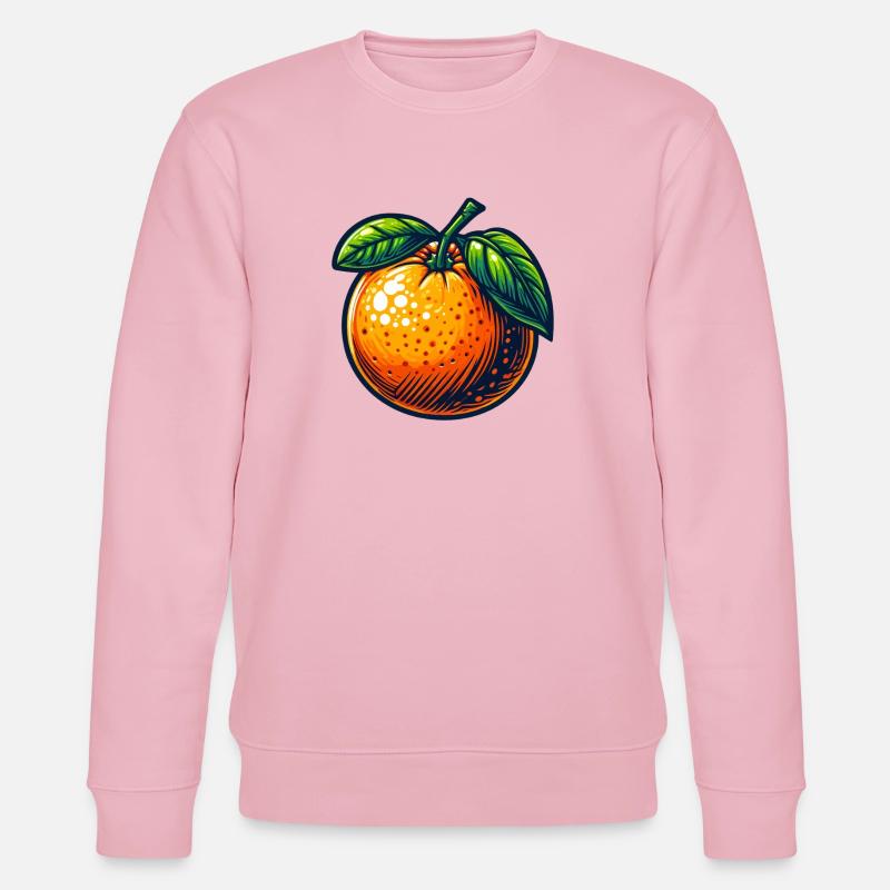 Retro Orange mit hellen Blättern - Stanley/Stella Unisex Bio-Sweatshirt CHANGER  - Hellrosa