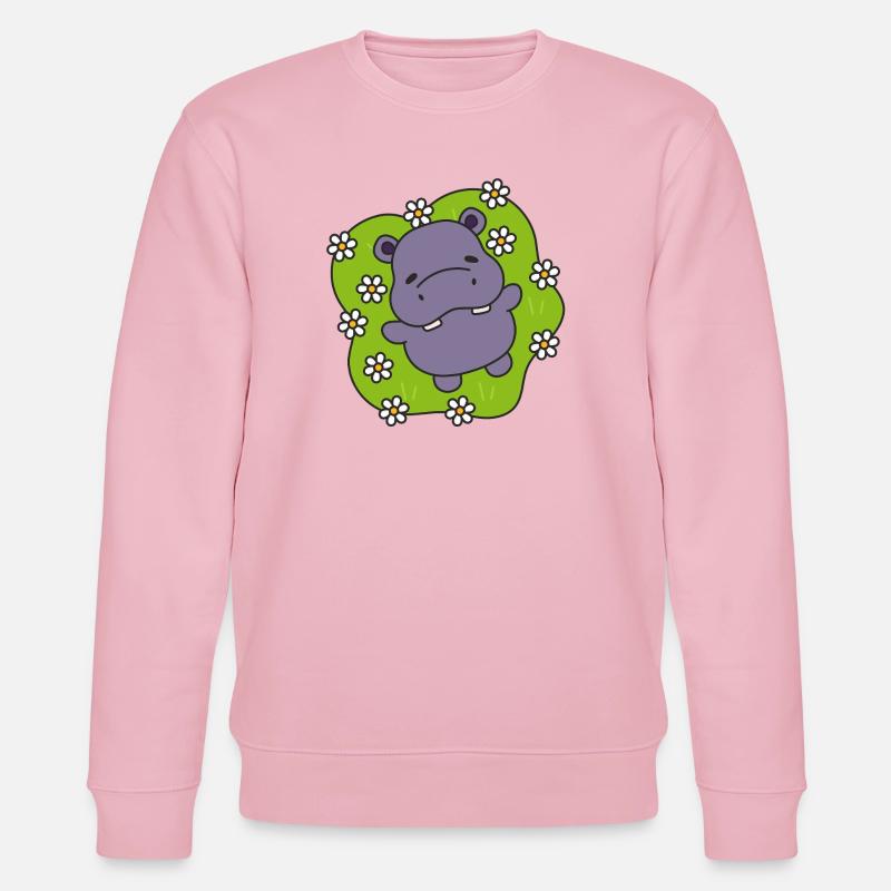 Lila Nilpferd auf blühendem Gras - Stanley/Stella Unisex Bio-Sweatshirt CHANGER  - Hellrosa
