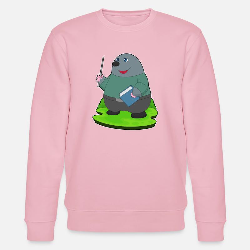 Maulwurf Lehrer Buch Schule - Stanley/Stella Unisex Bio-Sweatshirt CHANGER  - Hellrosa