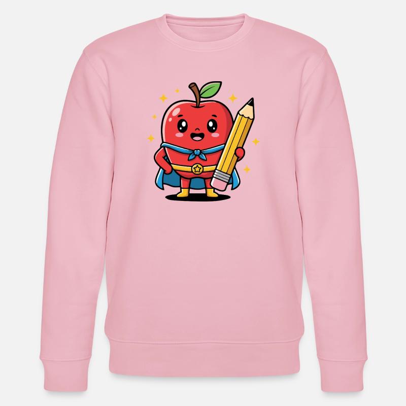 Lehrer Cartoon Obst mit Bleistift - Stanley/Stella Unisex Bio-Sweatshirt CHANGER  - Hellrosa