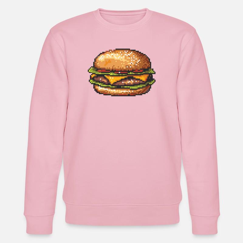 8Bit Hamburger Pixel Art - Stanley/Stella CHANGER Unisex Organic Sweatshirt - cotton pink