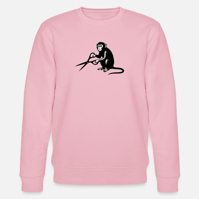 Affe mit Schere Silhouette - Stanley/Stella Unisex Bio-Sweatshirt CHANGER  - Hellrosa