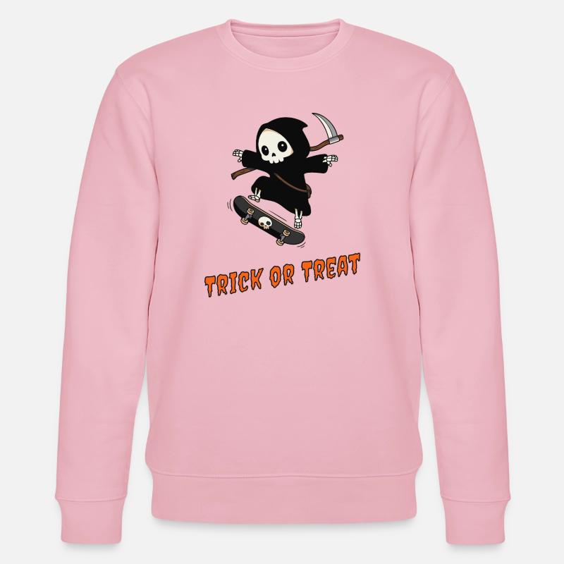 Süßes oder Saures – Skater Reaper - Stanley/Stella Unisex Bio-Sweatshirt CHANGER  - Hellrosa