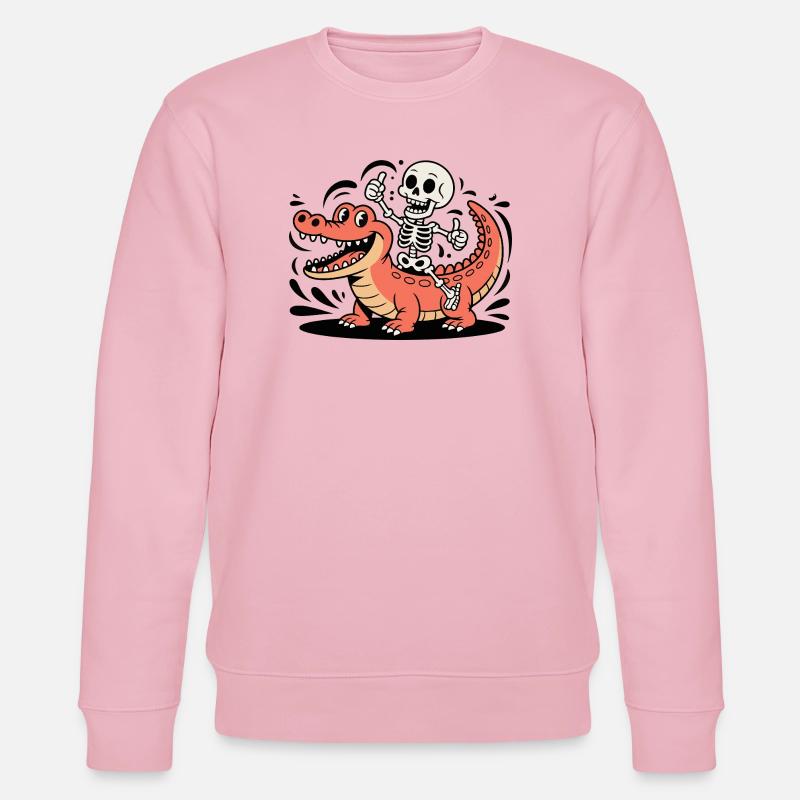 Cavalier squelette sur crocodile rouge - Sweat bio CHANGER Stanley/Stella Unisexe - rose pâle