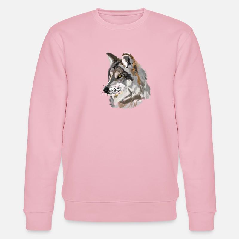 Wolfskopf Aquarellportrait - Stanley/Stella Unisex Bio-Sweatshirt CHANGER  - Hellrosa