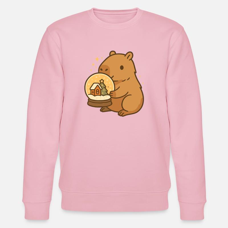 ✨ Capybara mit Schneekugel – Weihnachtszauber - Stanley/Stella Unisex Bio-Sweatshirt CHANGER  - Hellrosa