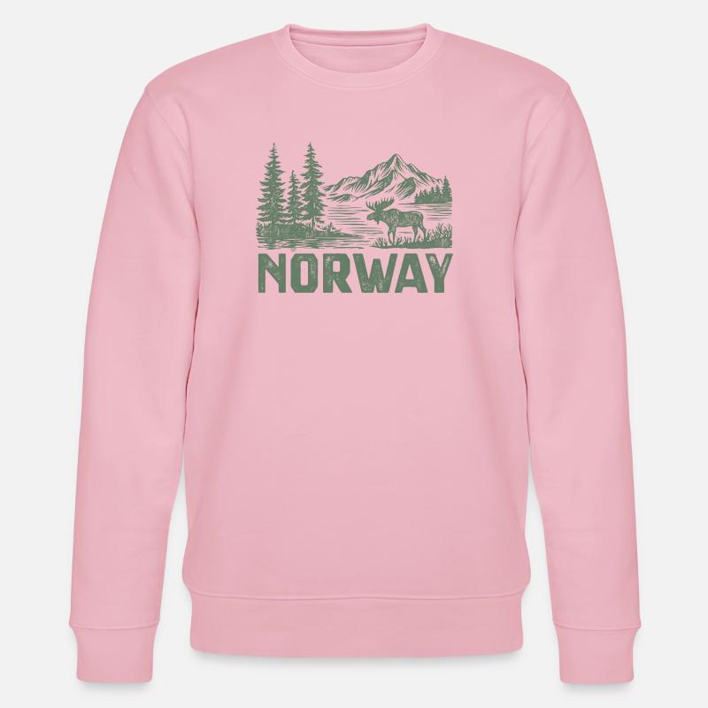 Norwegische Waldlandschaft mit Elch - Stanley/Stella Unisex Bio-Sweatshirt CHANGER  - Hellrosa