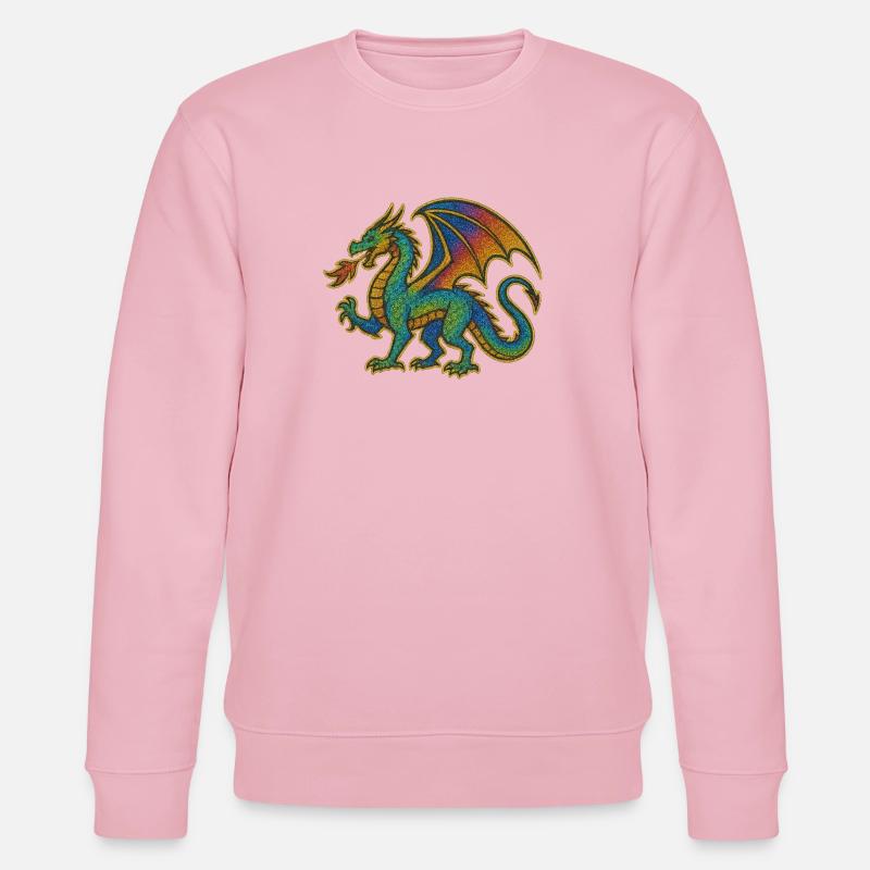 Regenbogen Drachenprint - Stanley/Stella Unisex Bio-Sweatshirt CHANGER  - Hellrosa