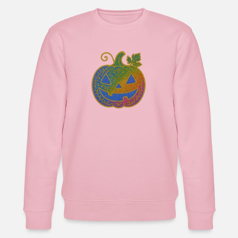 Regenbogen Kürbis Ornament - Stanley/Stella Unisex Bio-Sweatshirt CHANGER  - Hellrosa
