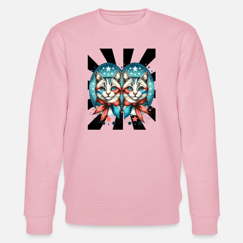 60er Retro Katzen Katze - Stanley/Stella Unisex Bio-Sweatshirt CHANGER  - Hellrosa