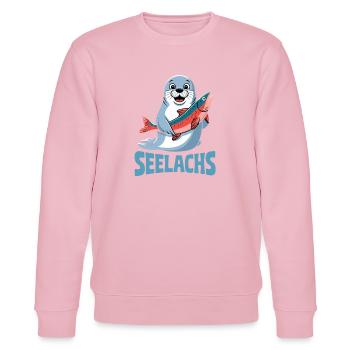 Seelachs Lustiges Seehund Mit Lachs Wortspiel Für - Stanley/Stella Unisex Bio-Sweatshirt CHANGER  - Hellrosa - Vorne - Jaron (178cm) & Liana (172cm)