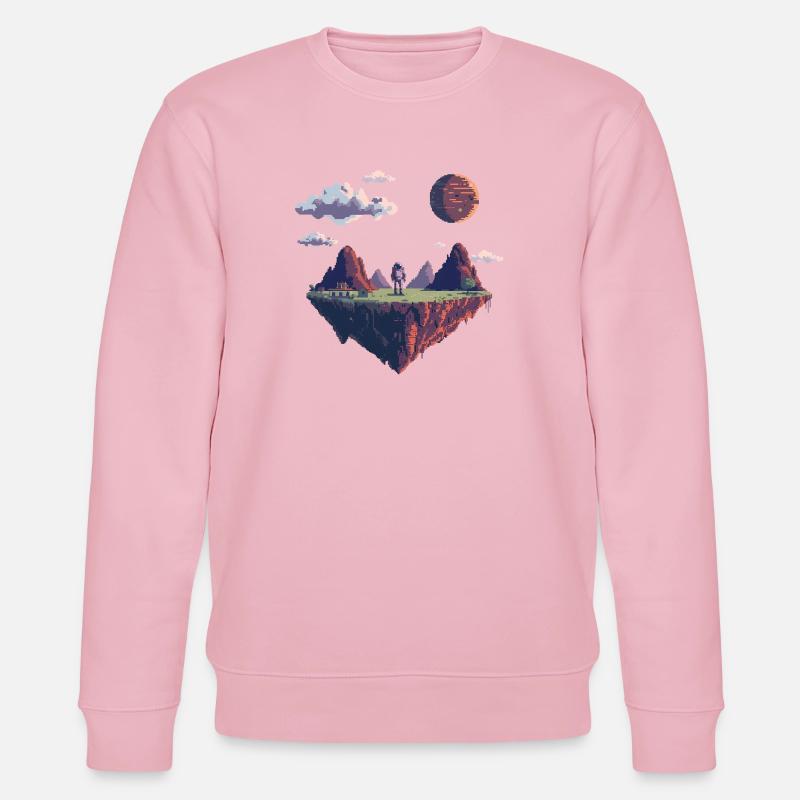 8-Bit Pixel Astronaut auf Schwebender Insel - Stanley/Stella Unisex Bio-Sweatshirt CHANGER  - Hellrosa