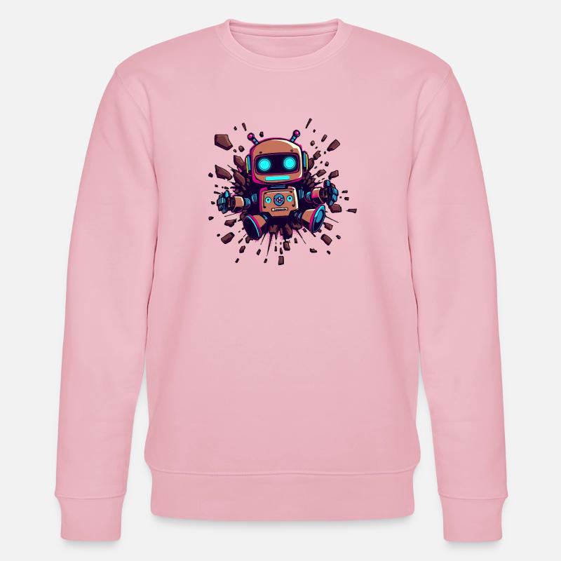 Neon Roboter durchbricht Wand Futuristisch - Stanley/Stella Unisex Bio-Sweatshirt CHANGER  - Hellrosa
