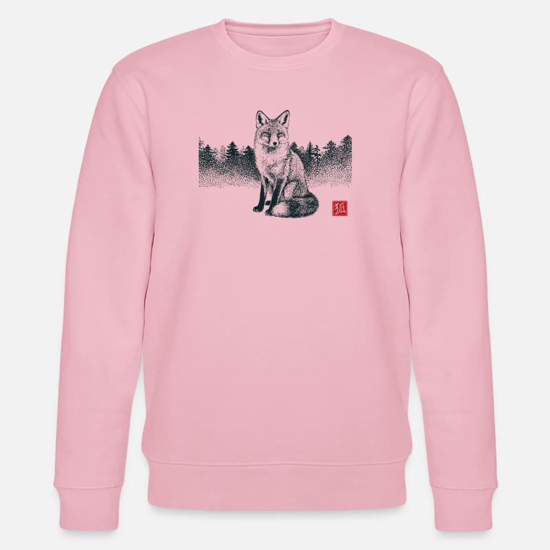Kitsune Fuchs mit Hanko Stempel - Stanley/Stella Unisex Bio-Sweatshirt CHANGER - Hellrosa