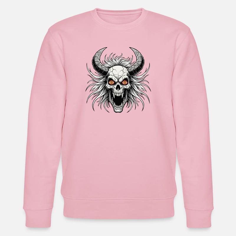 Teufelsschädel mit Hörnern - Stanley/Stella Unisex Bio-Sweatshirt CHANGER  - Hellrosa