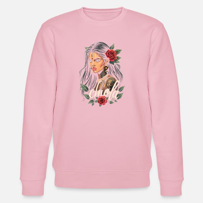Chola Rosen Tattoo Stil - Stanley/Stella Unisex Bio-Sweatshirt CHANGER - Hellrosa