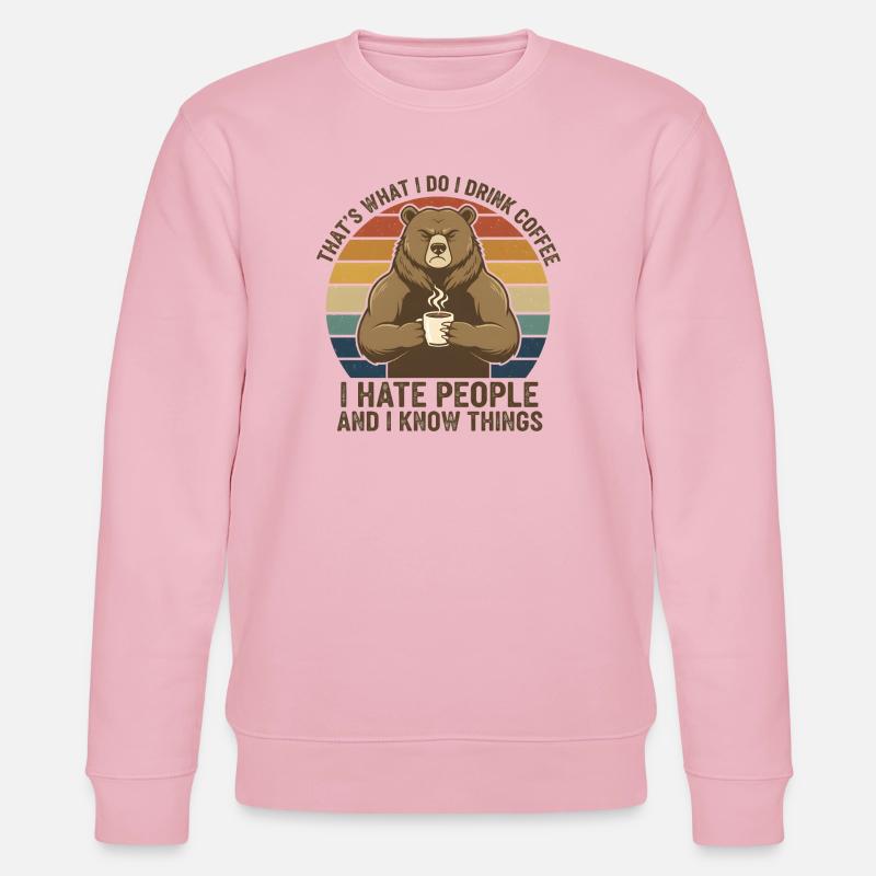 Bär Kaffee Rebell Retro - Stanley/Stella Unisex Bio-Sweatshirt CHANGER  - Hellrosa