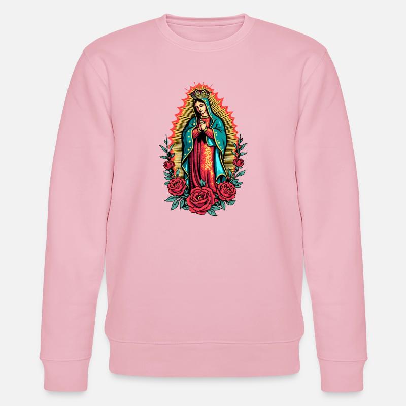 Virgen Guadalupe Rose Icon - Stanley/Stella CHANGER Unisex Organic Sweatshirt - cotton pink